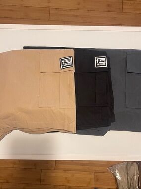 Cargo Kids Cargo Shorts Trio in Tan, Black & Gray